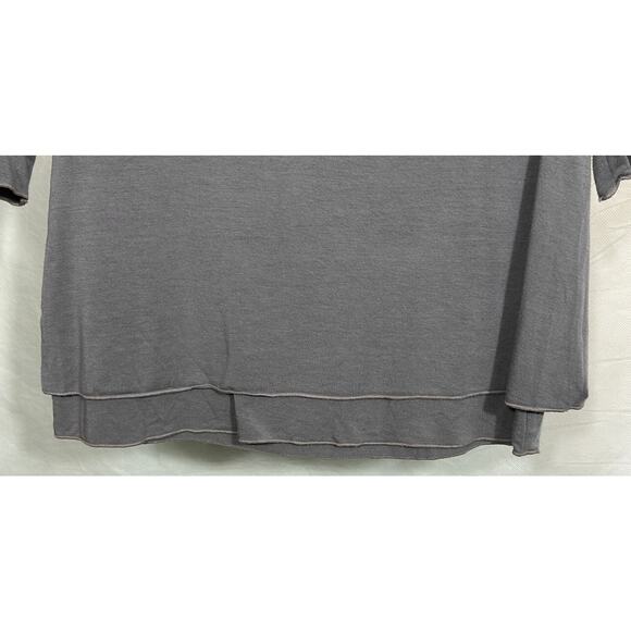 Stewart+Brown Gray Hemp Blend Layered 3/4 Sleeve Top Women’s Small USA - Picture 2 of 7